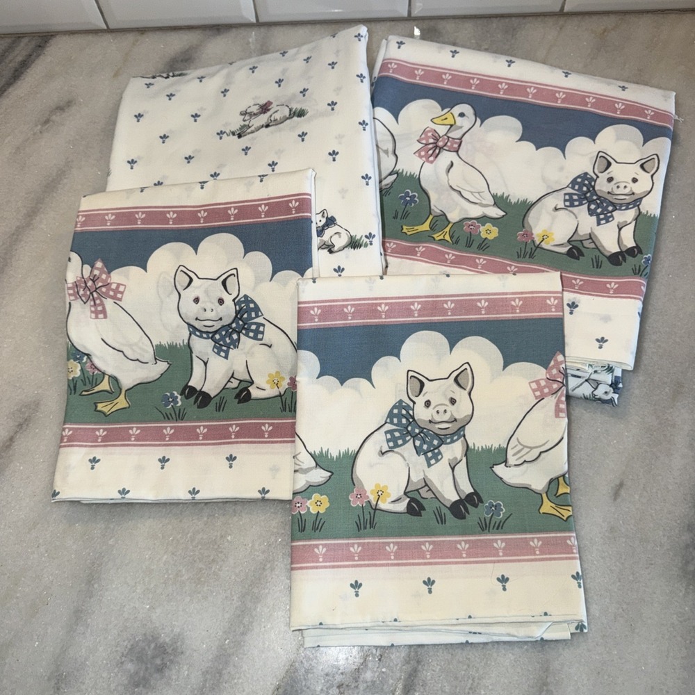 VTG Fieldcrest Howard Kaplans French Barn Pig Full Size 4‎ Piece Sheet Set